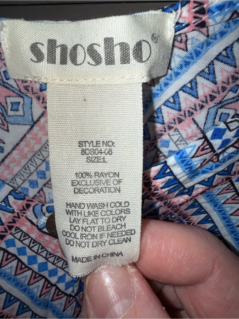 Shosho boho Maxi Dress blue pink size large - Picture 10 of 11
